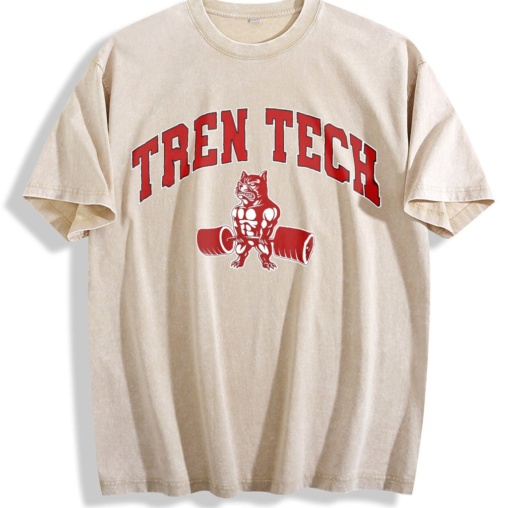 Tren Tech Muscular Bulldog Weightlifting Vintage Washed product image 1