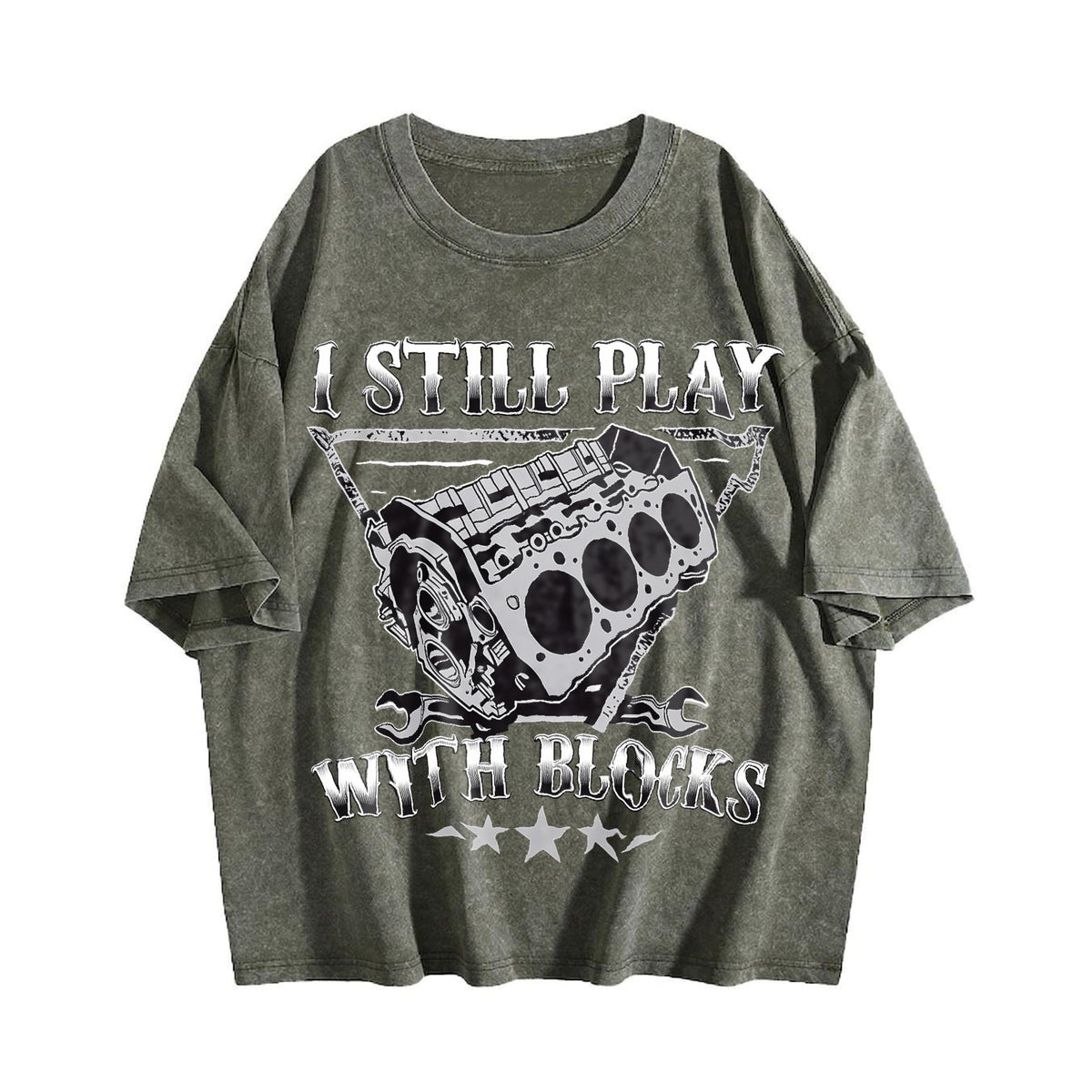 I Still Play With Blocks Engine Vintage Washed T-Shirt product image 4