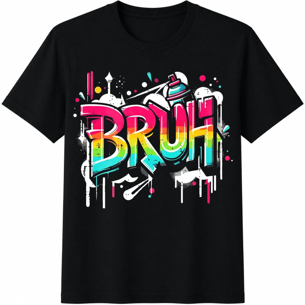 Man' Graffiti Spray Paint Bruh Black For Boys Cotton T-Shirt product image 1