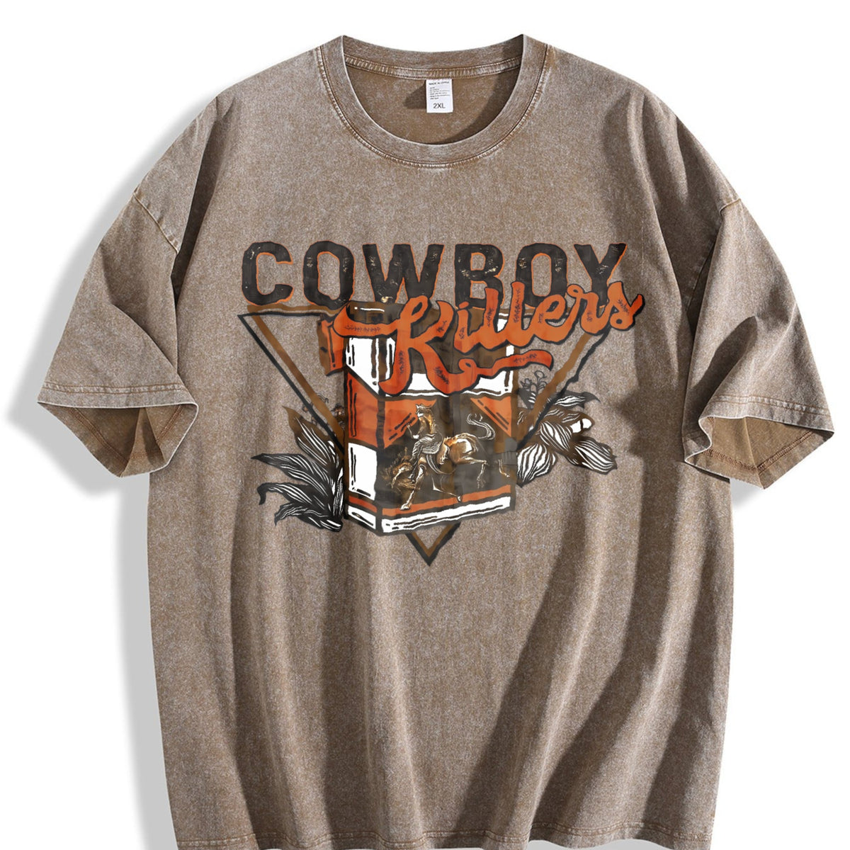 Front Back Western Cowboy Vintage Washed T-Shirt product image 3