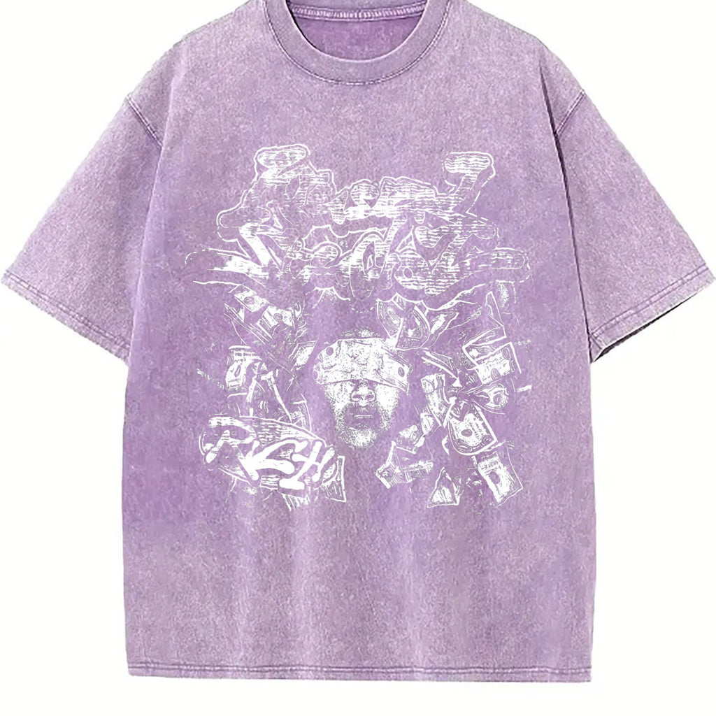 Rich Graffiti Blindfolded Black Vintage Washed T-Shirt product image 6