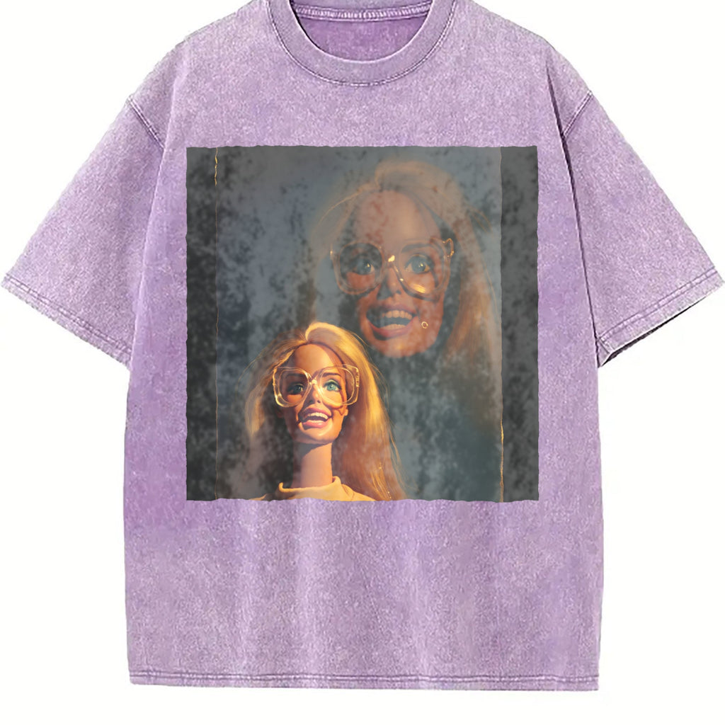 Laughing Doll Double Portrait Vintage Washed T-Shirt product image 6