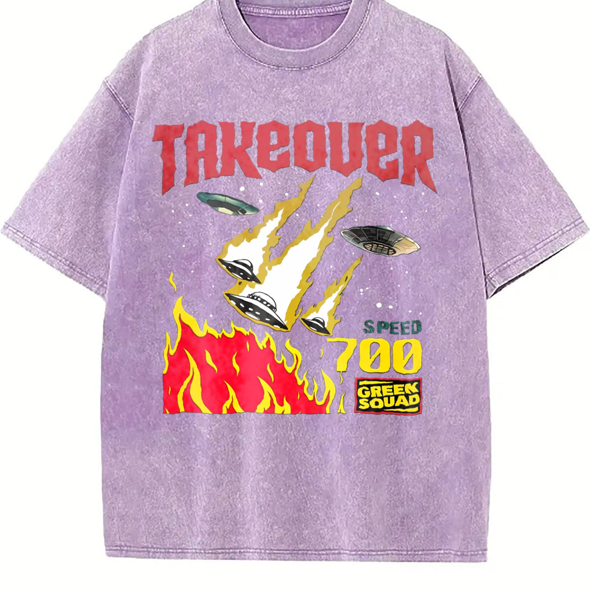 Takeover UFO Alien Fire Vintage Washed T-Shirt product image 6