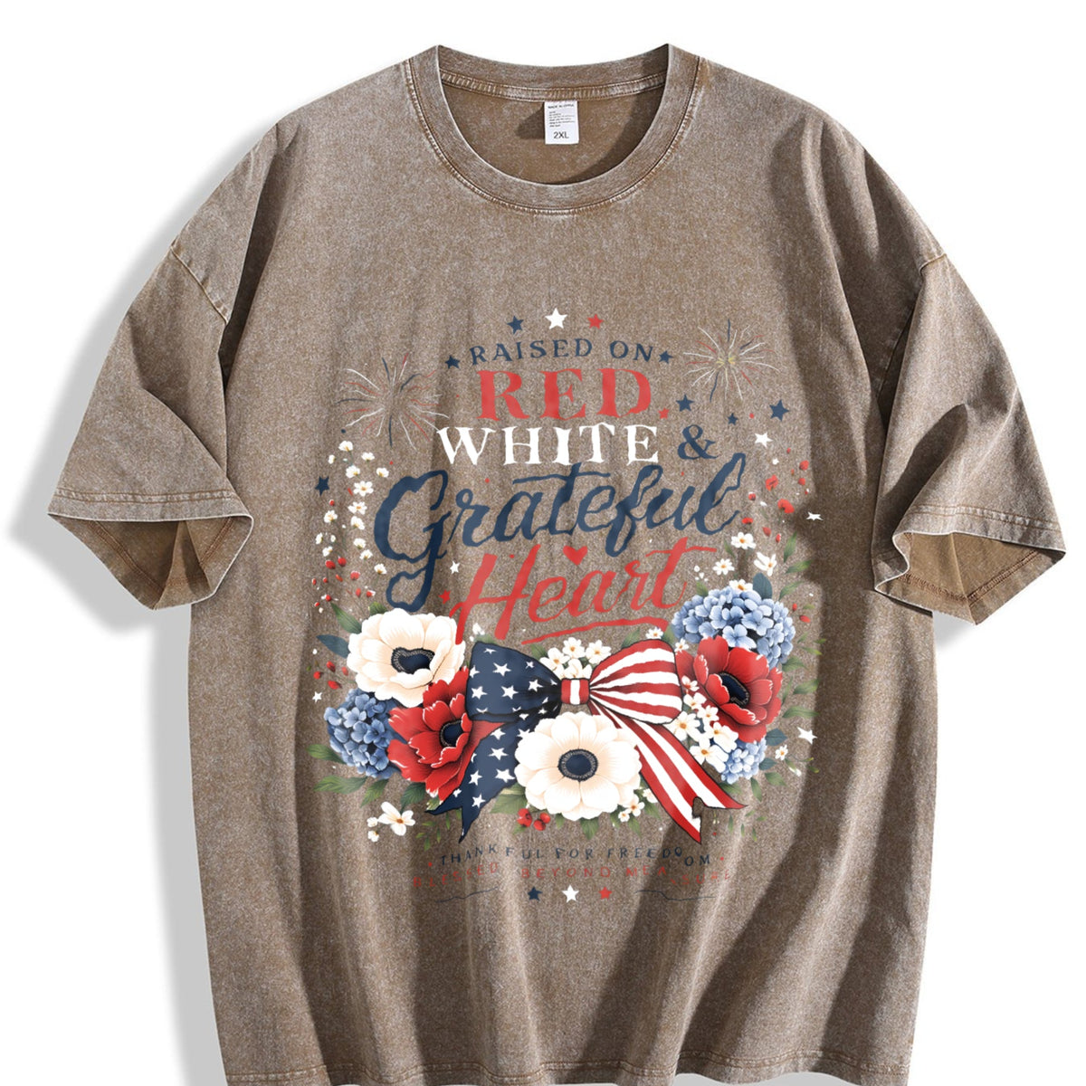 4th Of July - Red White Grateful Heart Floral Patriotic product image 3