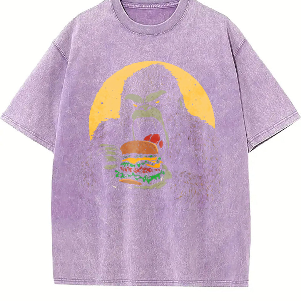 Gorilla Eating Hamburger 90s Vintage Washed T-Shirt product image 6
