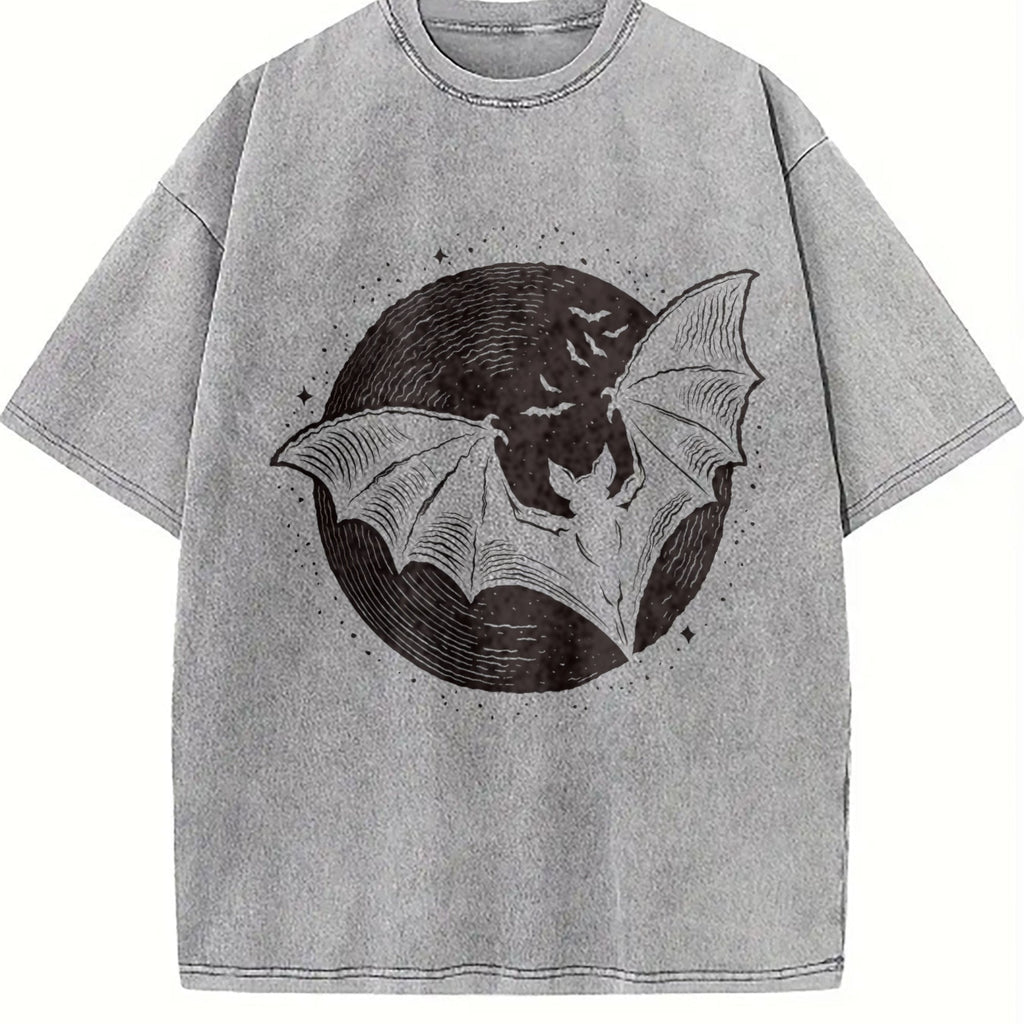 Bats Moon 90s Vintage Washed T-Shirt product image 5