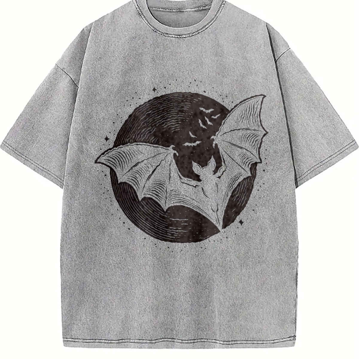 Bats Moon 90s Vintage Washed T-Shirt product image 5