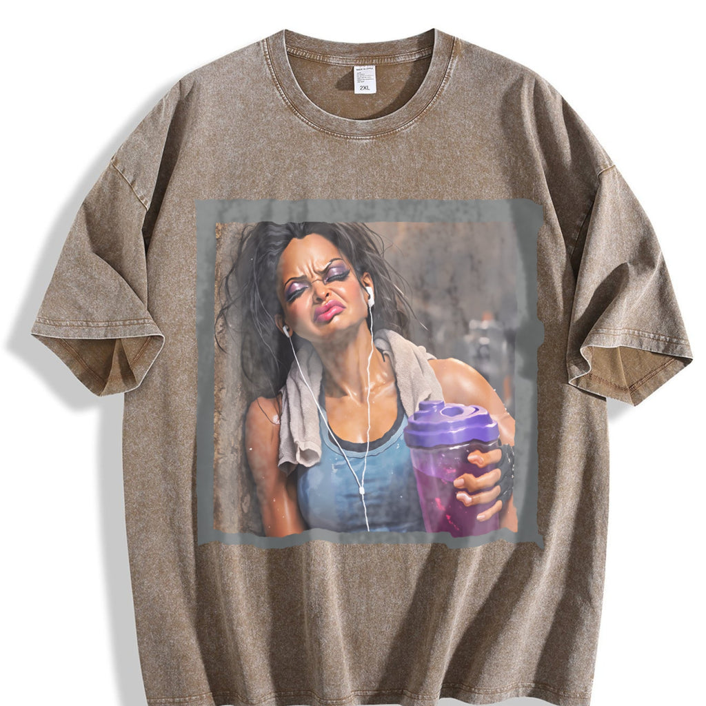 Grumpy Doll with a Gym Shaker Vintage Washed T-Shirt product image 3