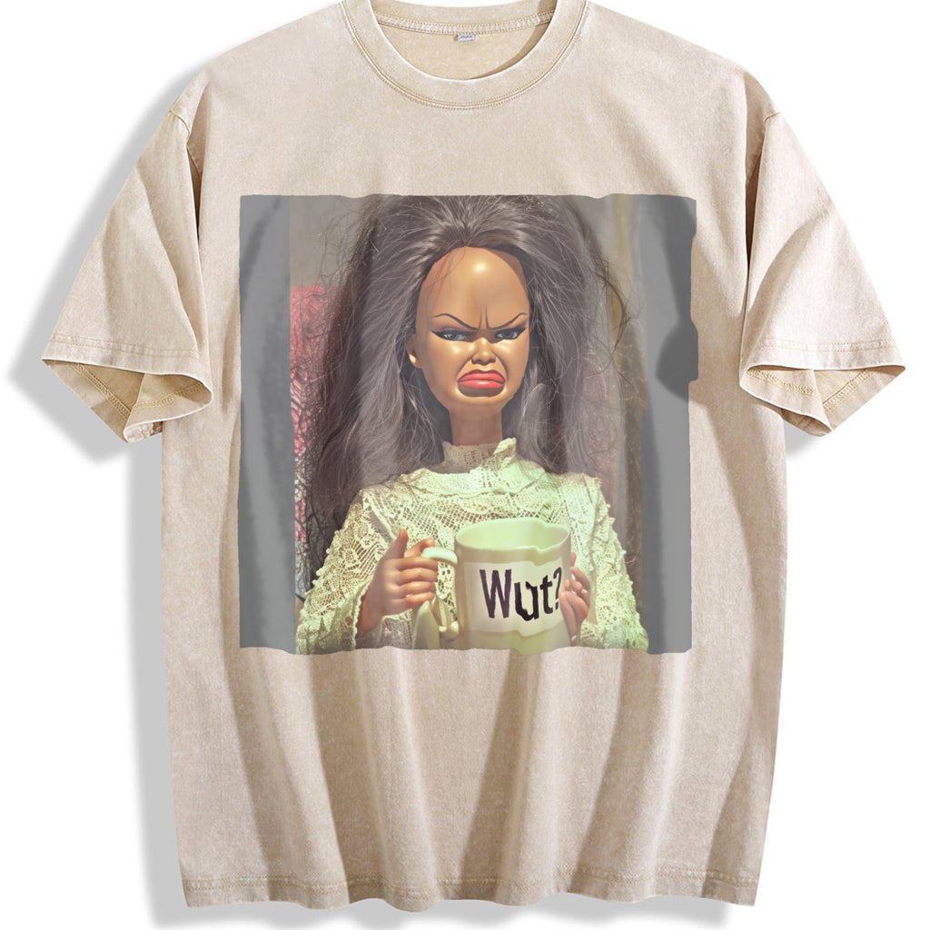Grumpy Doll with Wut Mug Vintage Washed T-Shirt
