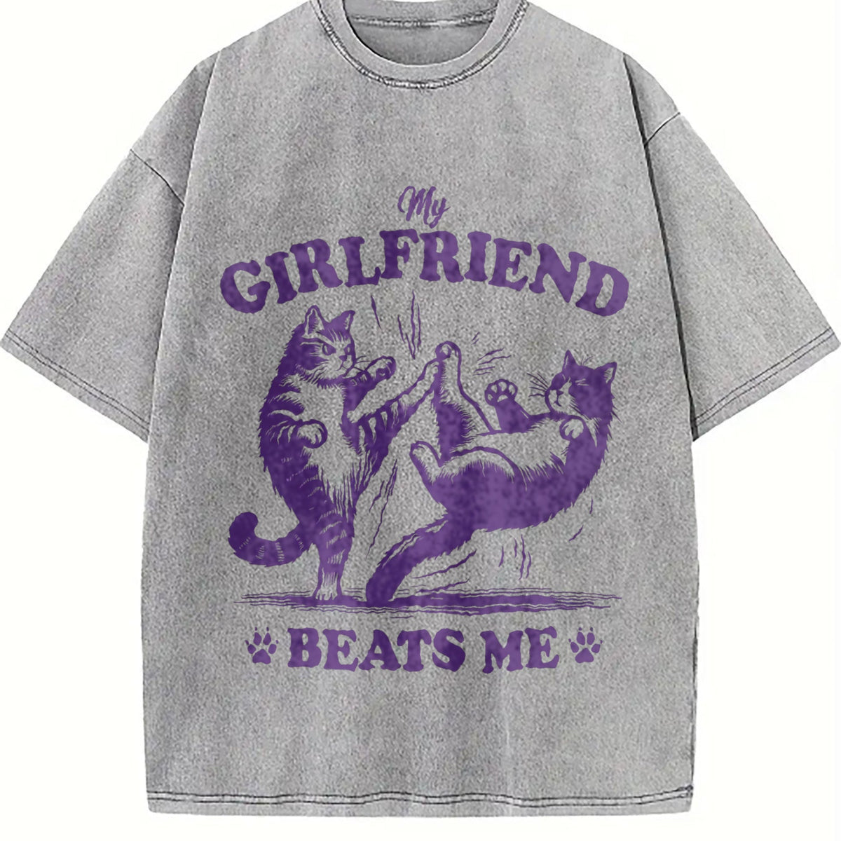 Couple Cat Fighting 90s Vintage Washed T-Shirt product image 5