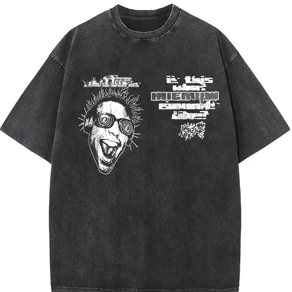 Spiral Glasses Portrait Vintage Washed T-Shirt product image 2