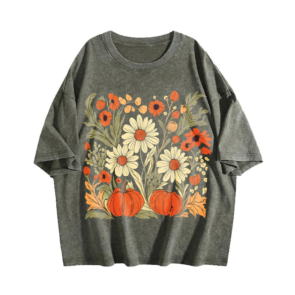 Boho Fall Floral Vintage Washed T-Shirt product image 4