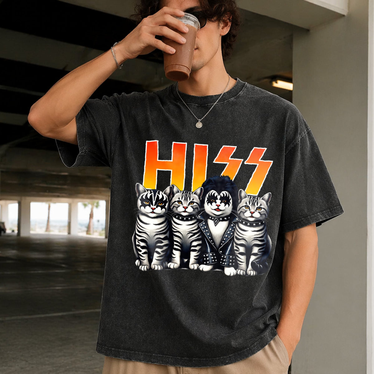 Cute Hiss Cats Rock Kittens Kitty Rocking Music Cat Vintage product image 2