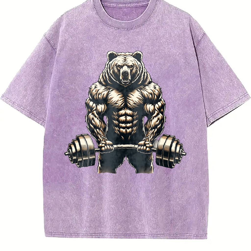 Bear Powerlifting Weightlifting Gym Workout Vintage Washed product image 6