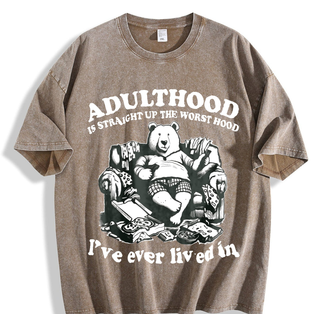 Funny Bear Adulthood 90s Vintage Washed T-Shirt product image 3