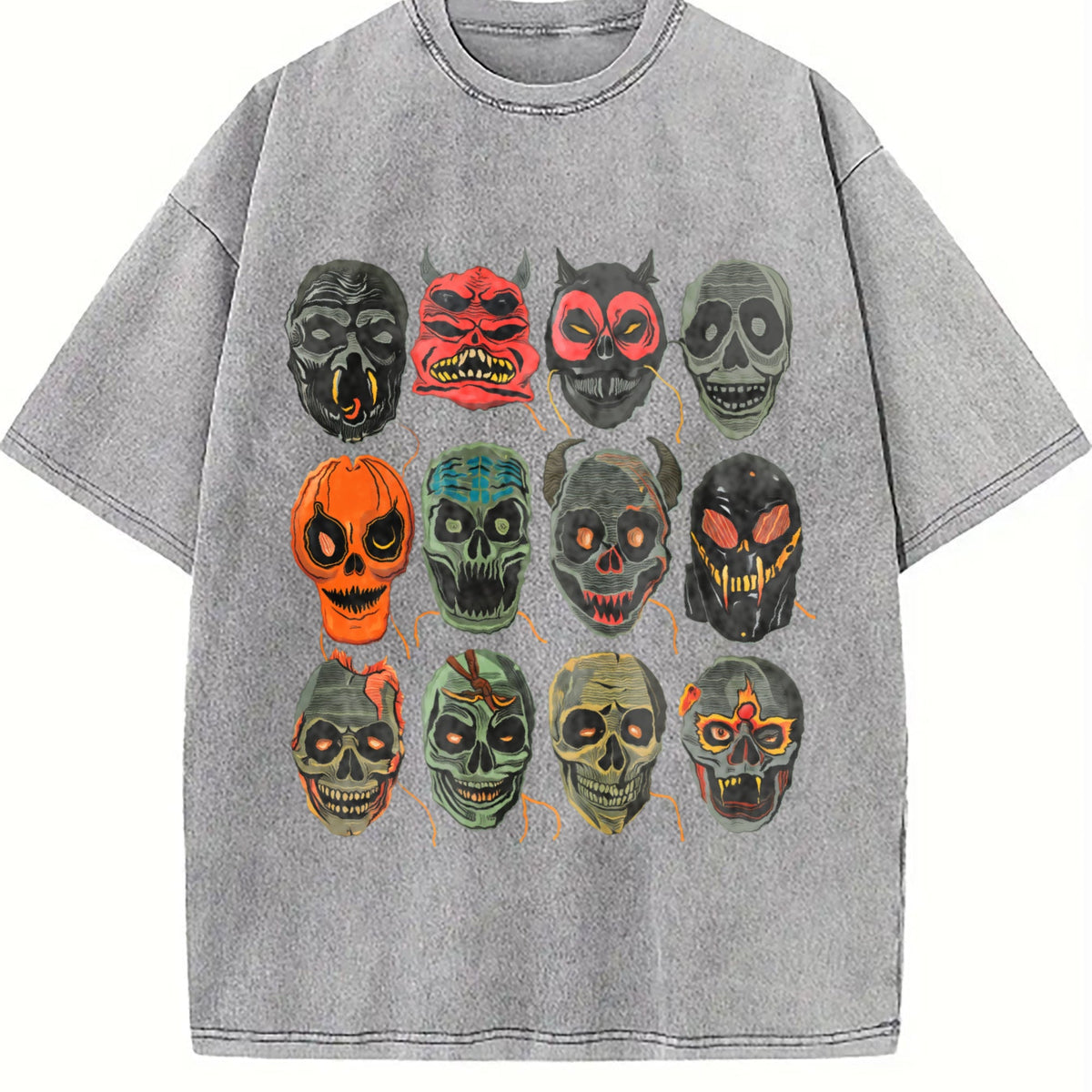 Halloween Scary Masks 90s Vintage Washed T-Shirt product image 5