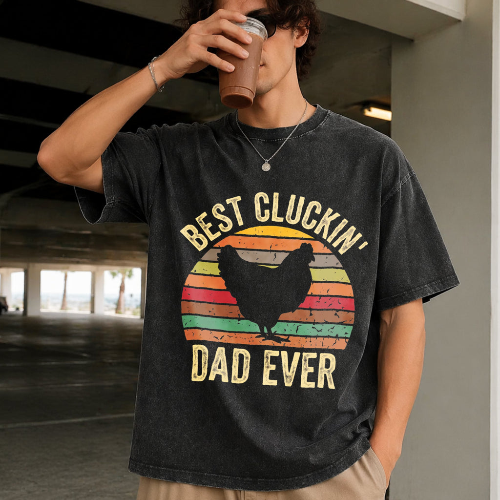 Best Cluckin Dad Ever Vintage Washed T-Shirt product image 2
