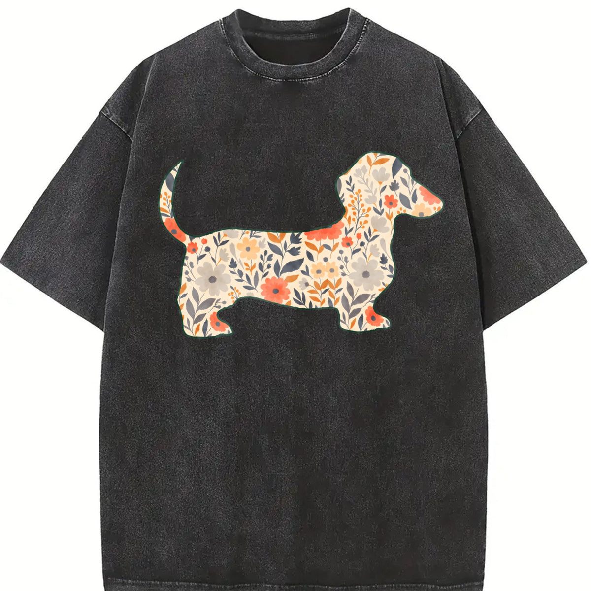 Floral Dachshund Vintage Washed T-Shirt product image 2