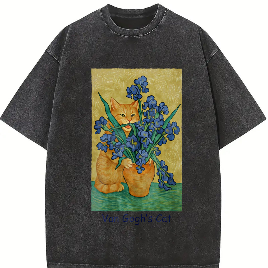 Van Gogh Cat Vintage Washed T-Shirt product image 2