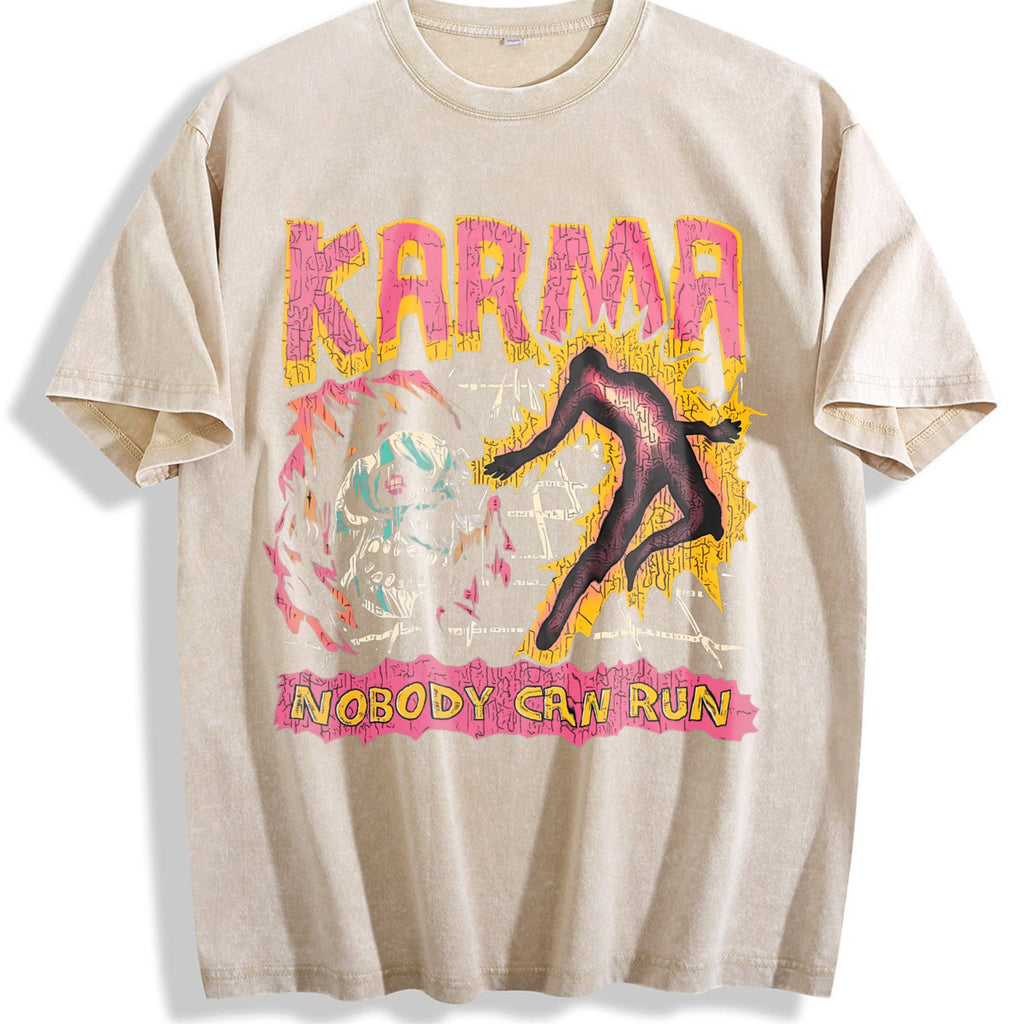 Karma Nobody Can Run Skull Vintage Washed T-Shirt product image 1