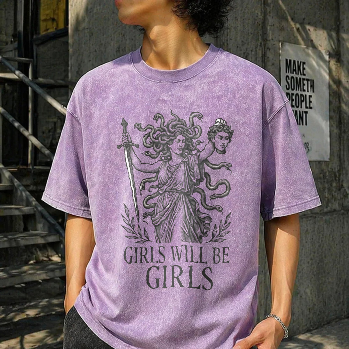 Medusa : Feminist Greek Mythology Vintage Washed T-Shirt product image 6