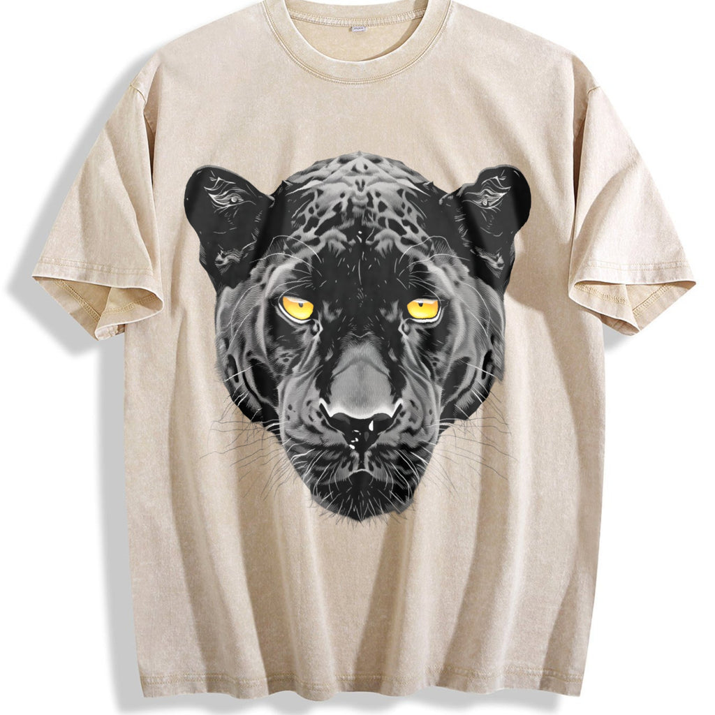 Black Panther Halftone Yellow Eyes Vintage Washed T-Shirt product image 1