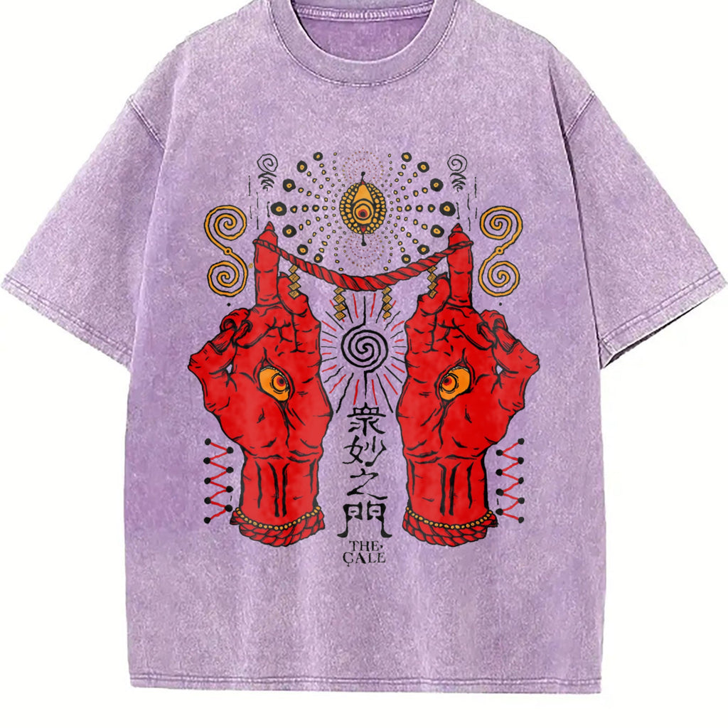 Occult Red Hand & All-seeing Eye Vintage Washed T-Shirt product image 6