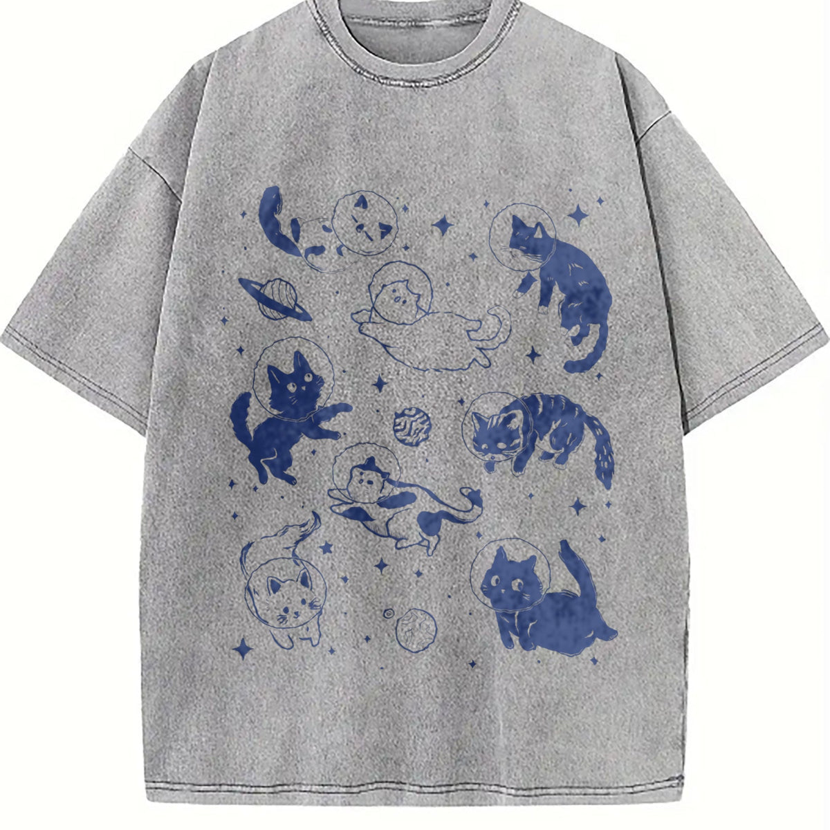 Cats In Space With Stars And Planets 90s Vintage Washed product image 5