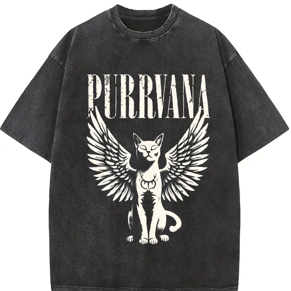 Purrvana Cat With Wings Vintage Washed T-Shirt product image 2