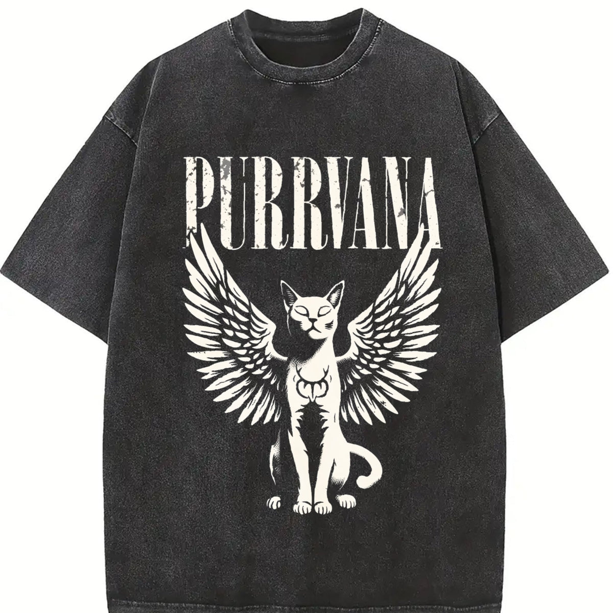 Purrvana Cat With Wings Vintage Washed T-Shirt product image 2