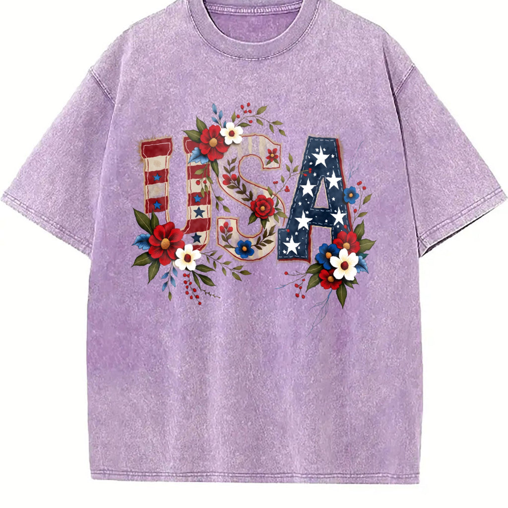 USA Flag Floral Boxy Y2K Aesthetic Summer Vibes Vintage product image 6