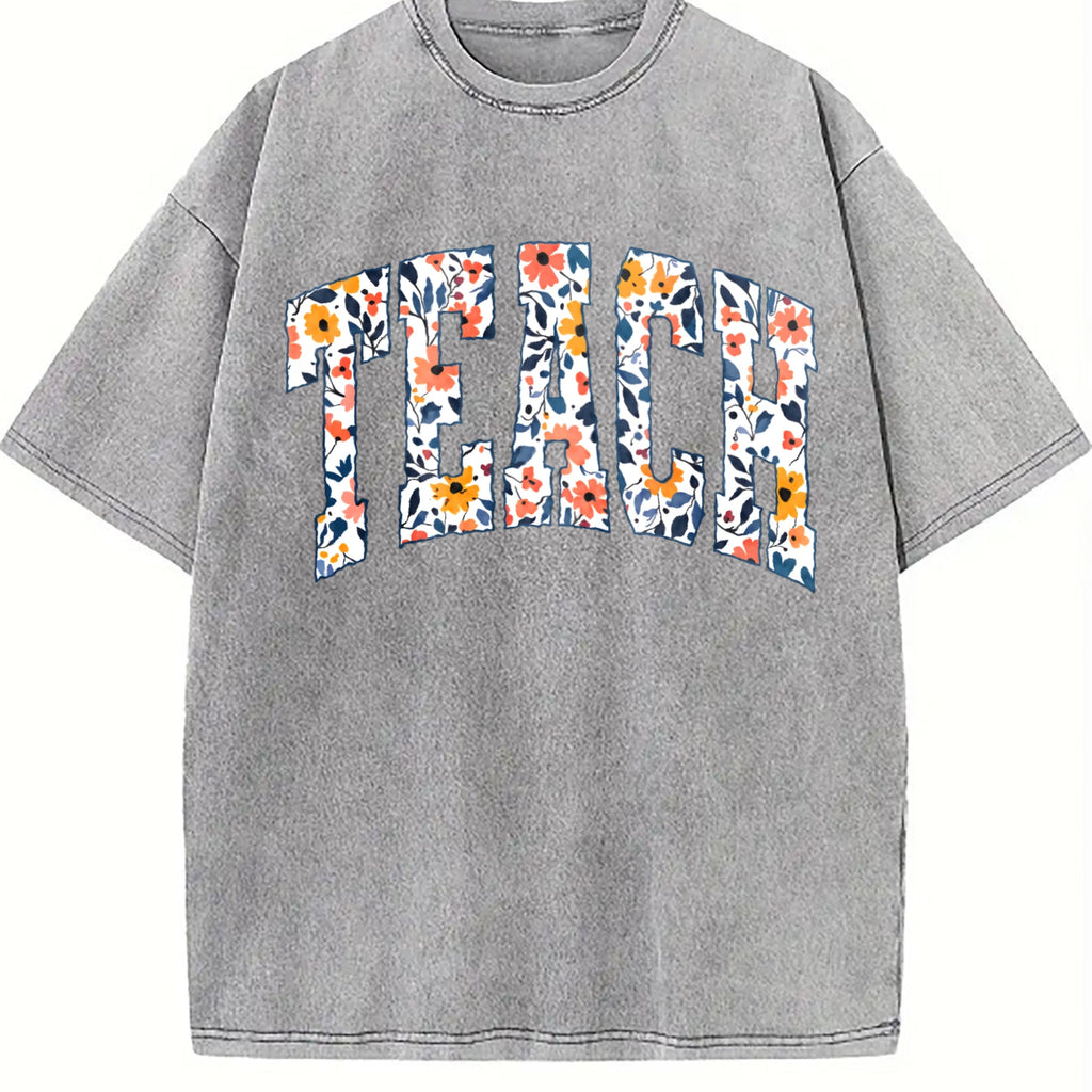 Peace Floral Collegiate Letters Vintage Washed T-Shirt product image 5