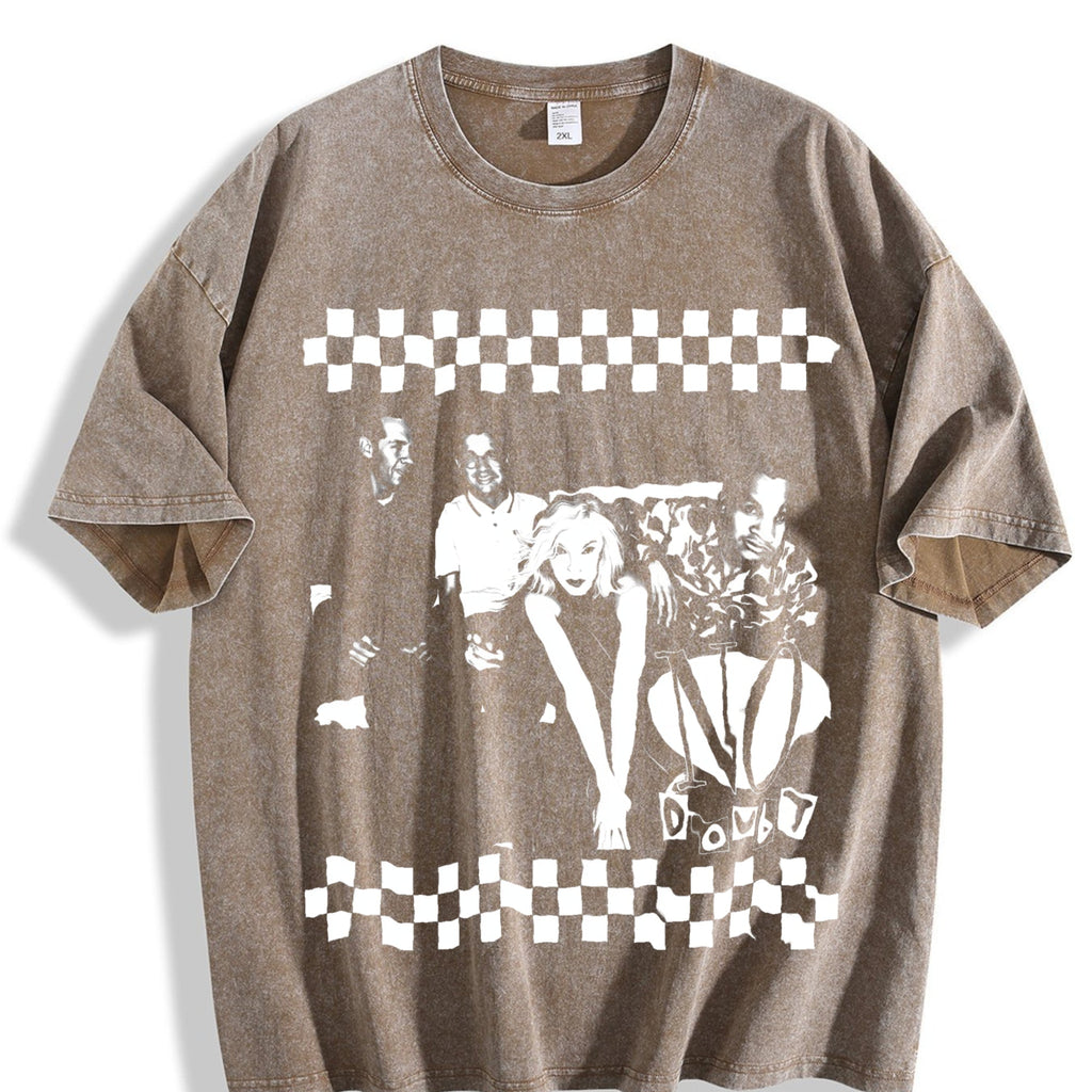 No Good Checkerboard Cat Vintage Washed T-Shirt product image 3
