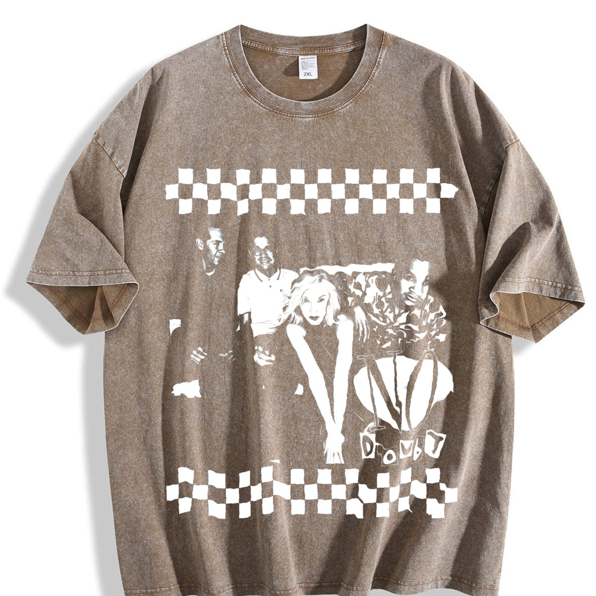 No Good Checkerboard Cat Vintage Washed T-Shirt product image 3