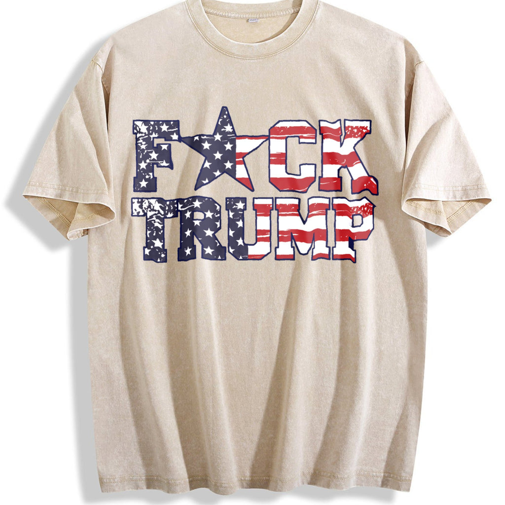 Fuck Trump USA Flag Vintage Washed T-Shirt product image 1