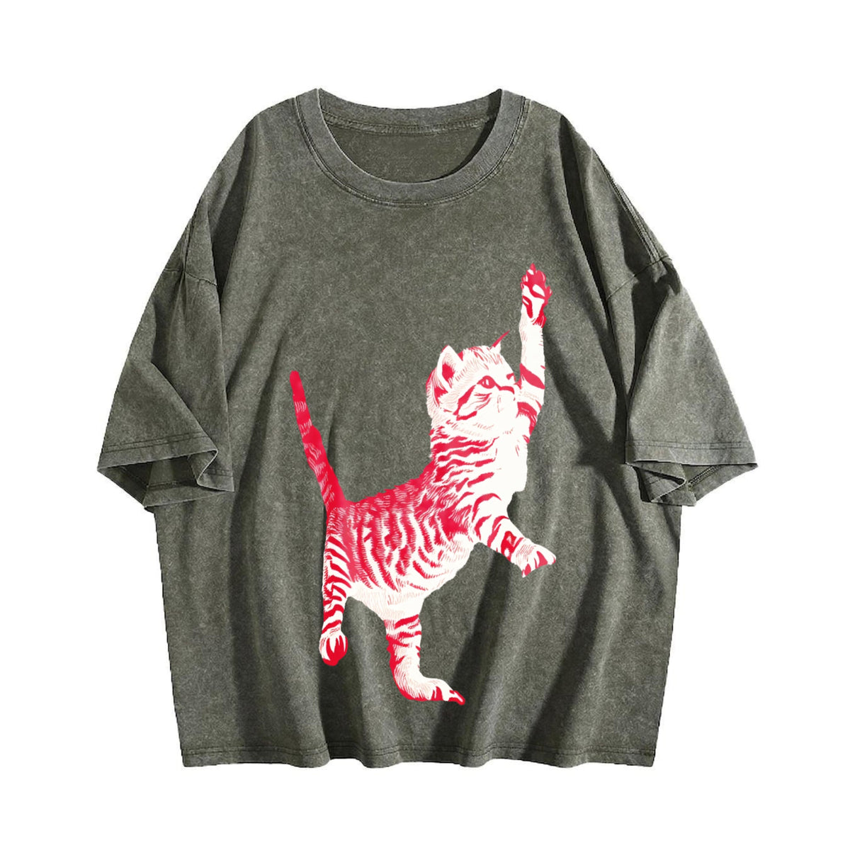 Playful Cat Vintage Washed T-Shirt product image 4