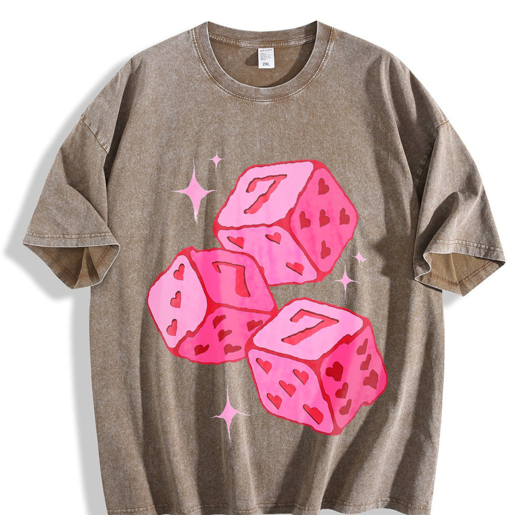 Pink Lucky 7 Dice Vintage Washed T-Shirt product image 3