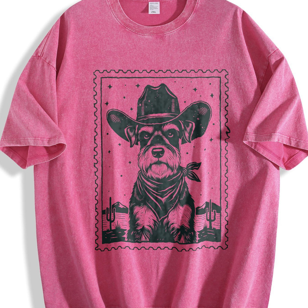 Cowboy Schnauzer Stamp Vintage Washed T-Shirt product image 7