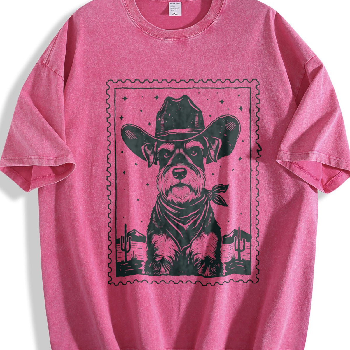 Cowboy Schnauzer Stamp Vintage Washed T-Shirt product image 7