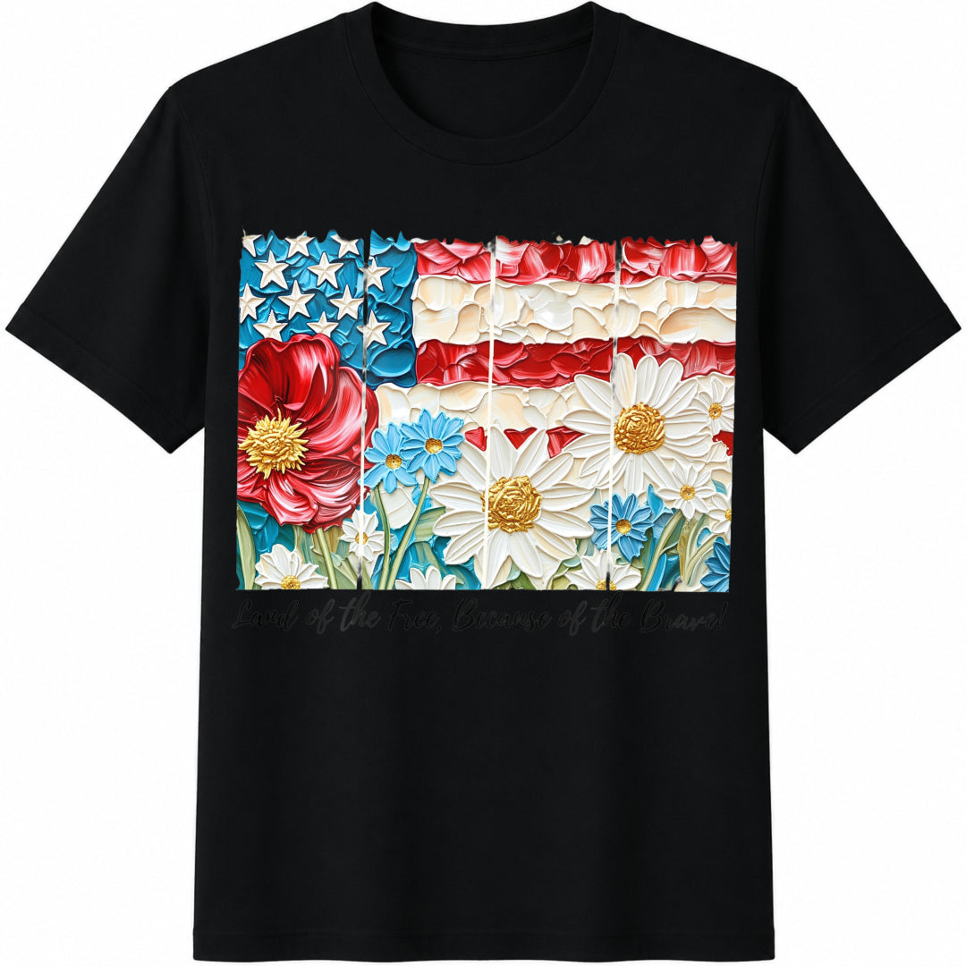 Floral Patriotic USA Cotton T-Shirt product image 1