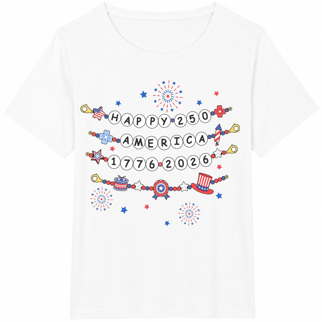 Happy 250 USA Bracelet Friendship Cotton T-Shirt