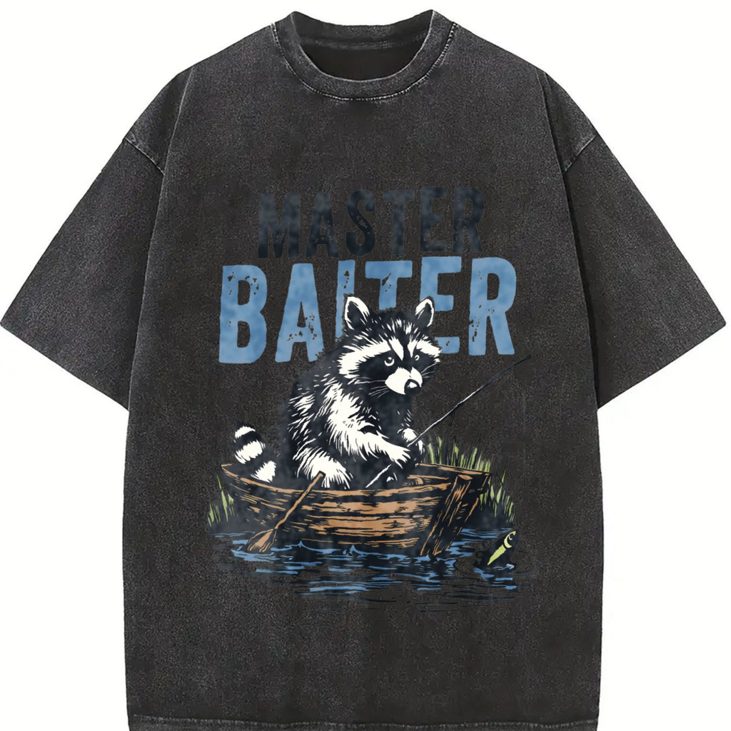 Master Baiter Raccoon Fishing Vintage Washed T-Shirt product image 2
