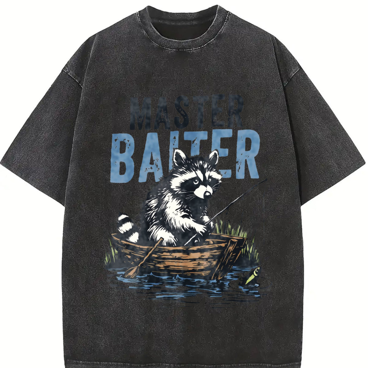Master Baiter Raccoon Fishing Vintage Washed T-Shirt product image 2
