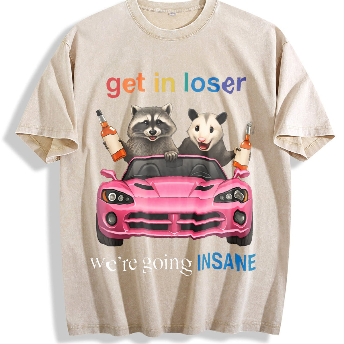 Funny Raccoon Opossum : Get In Loser Meme Vintage Washed product image 1