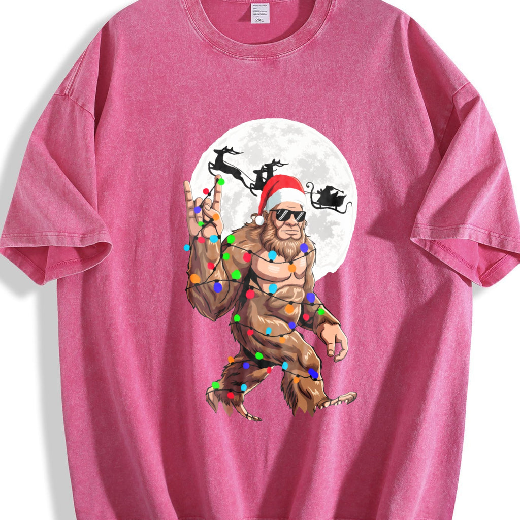 Funny Bigfoot Claus Christmas Vintage Washed T-Shirt product image 7