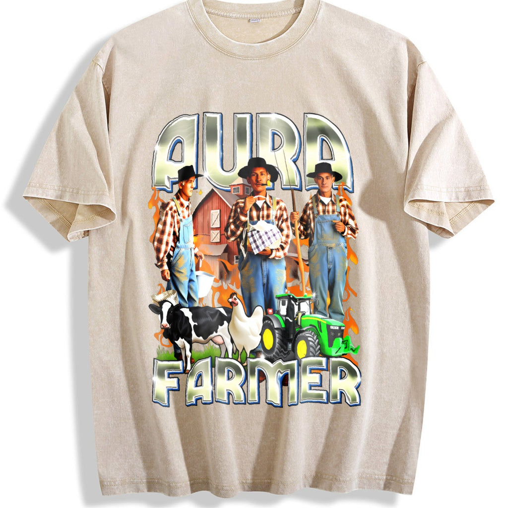 Aura Farmer Funny Meme Vintage Washed T-Shirt product image 1