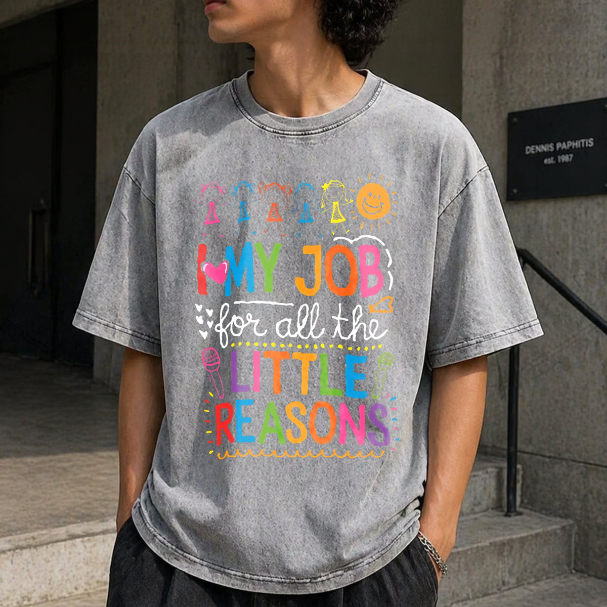 Preschool Teacher With Quote Vintage Washed T-Shirt product image 12