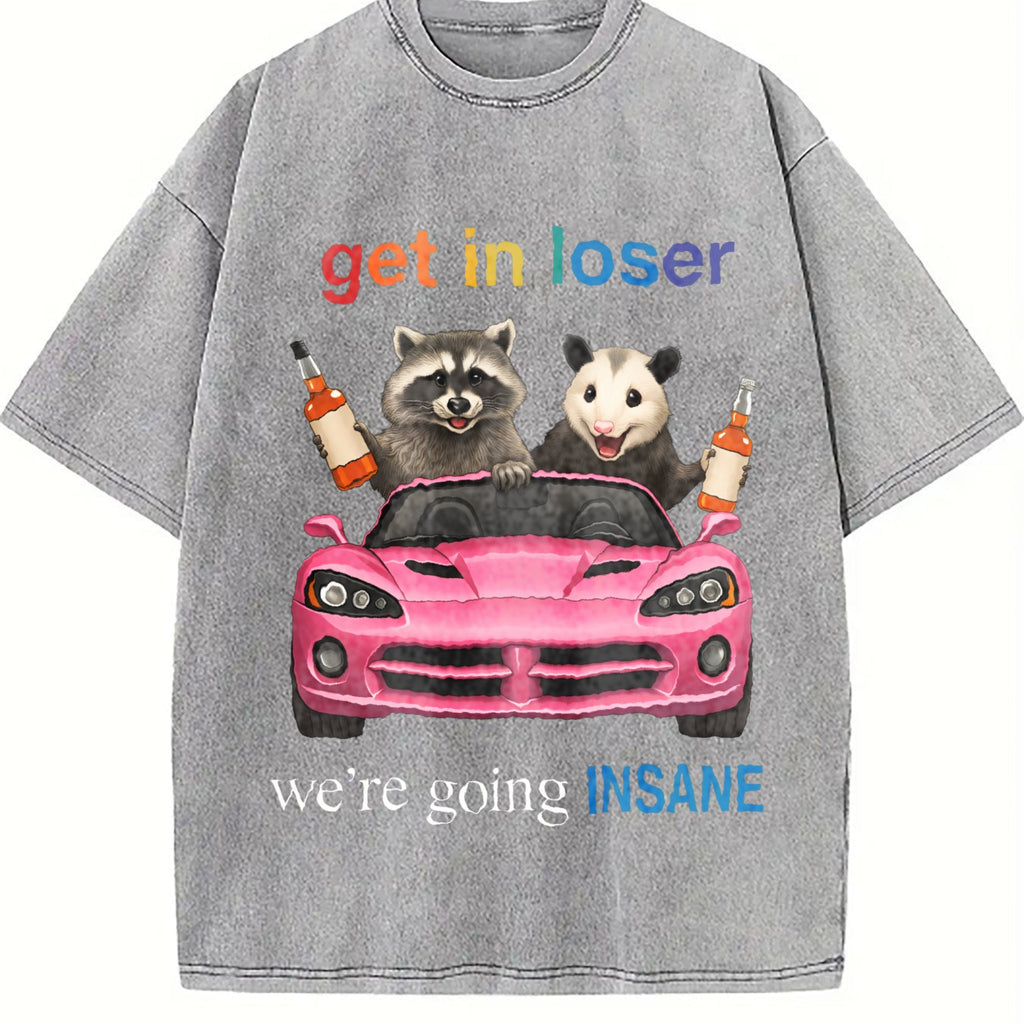 Funny Raccoon Opossum : Get In Loser Meme Vintage Washed product image 5