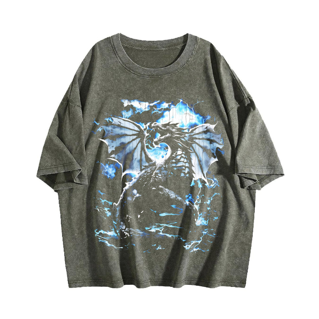 Y2K Dragon Lightning Fantasy Vintage Washed T-Shirt product image 4