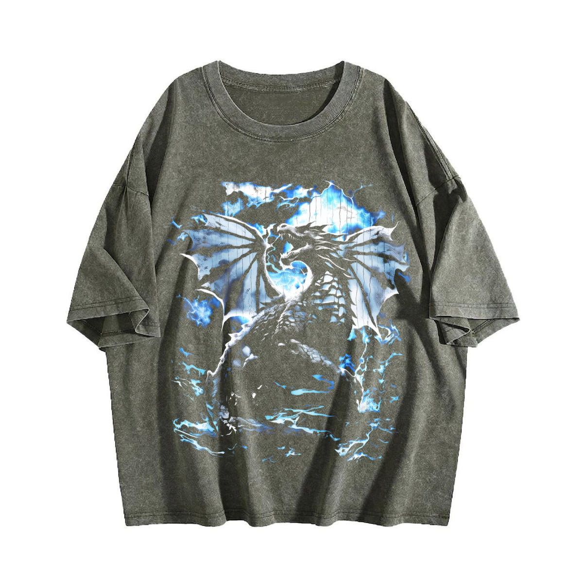 Y2K Dragon Lightning Fantasy Vintage Washed T-Shirt product image 4